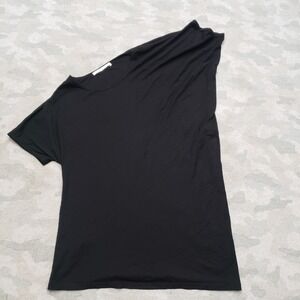 Peruvian Connection Top Womens Medium Black Short Sleeve Asymetric